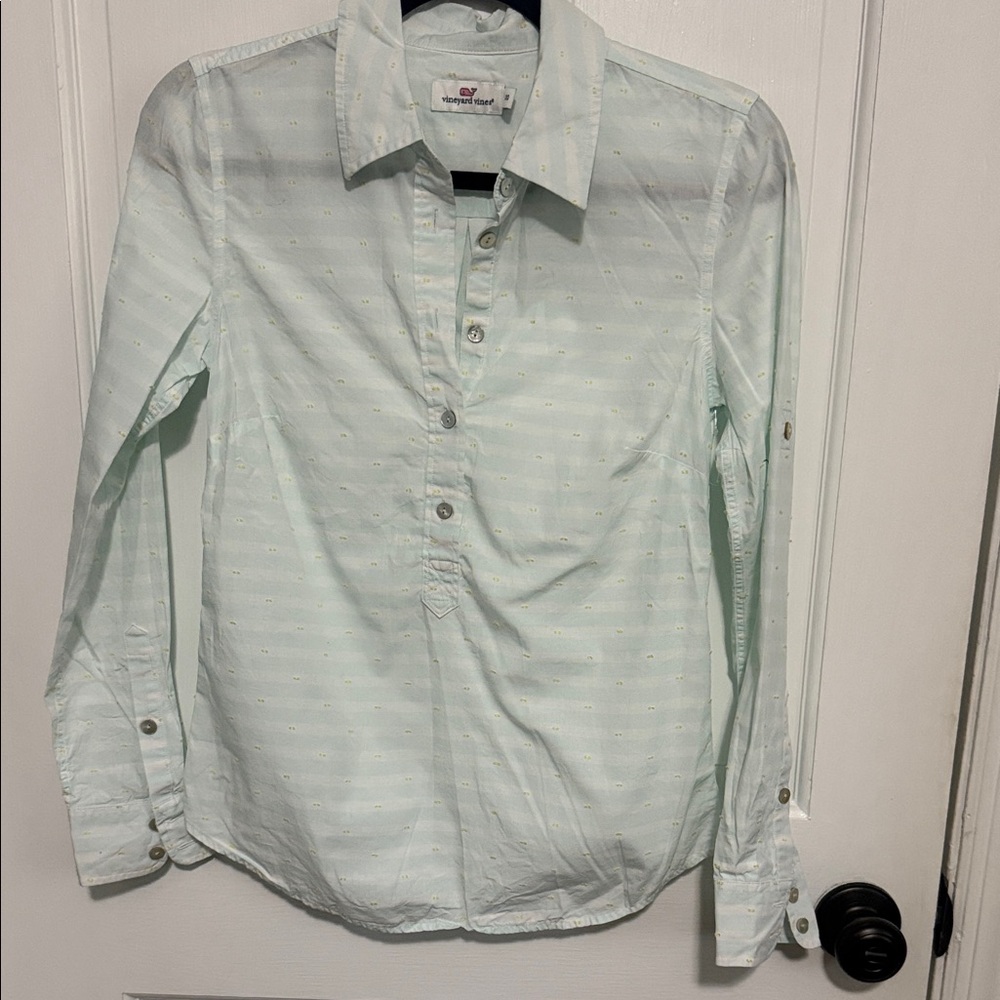 Vineyard Vines Light Mint Button-Front Eyelet Shirt